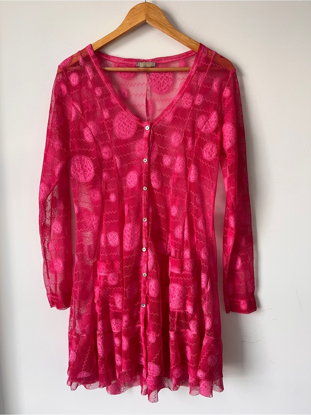 Dolcezza Resort Wear Pink Swim Cover-up | Sheer Burnout Fabric | Beach Cardigan